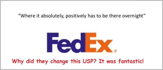 Image of old vintage FedEx logo and tagline. The old USP was fantastic and told you EXACTLY what you can expect as a FedEx customer.