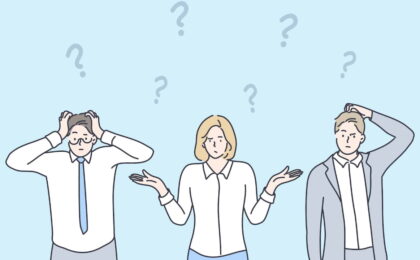 A cartoon image of three people who seem to be wondering about something