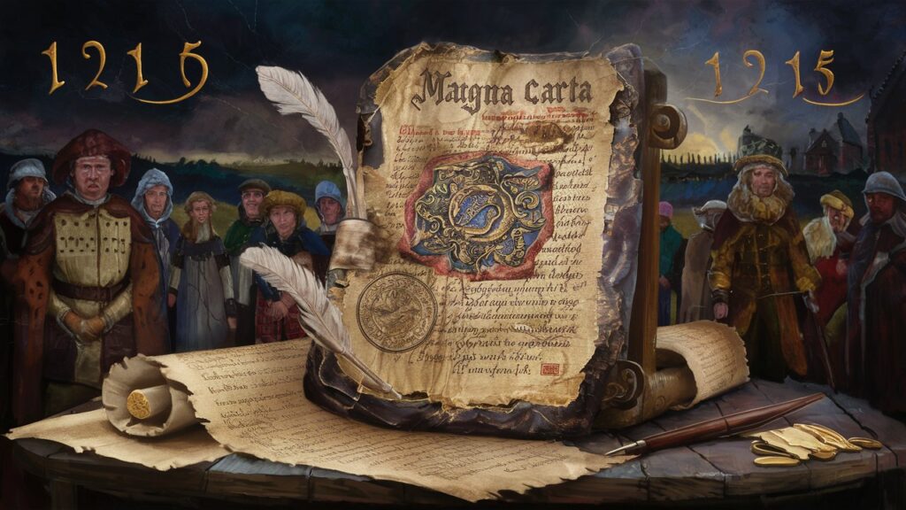 This AI generated image shows a document with the title "Magna Carta" (although mis-spelled) at the top of the page. It was created for a blog post whose title is "Is Page Authority important for SEO?".