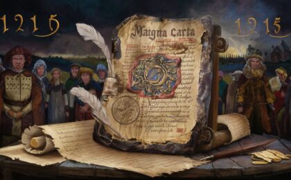 This AI generated image shows a document with the title "Magna Carta" (although mis-spelled) at the top of the page. It was created for a blog post whose title is "Is Page Authority important for SEO?".